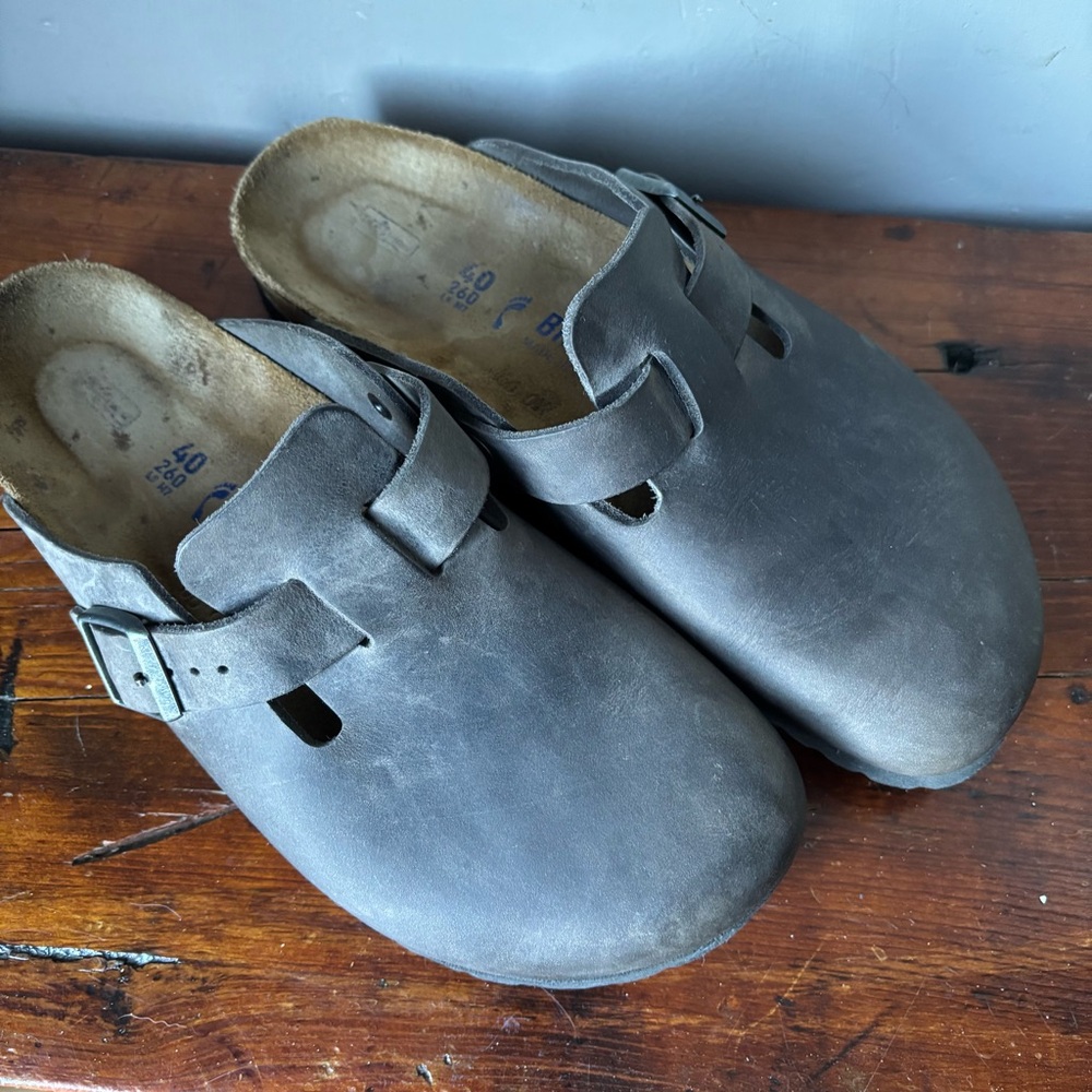 Birkenstock Gray Leather Boston size 40 or women’s size 9 - Picture 2 of 8